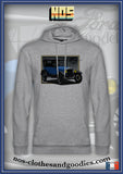 Sweat shirt capuche unisex Ford T Touring bleue