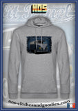 Sweat capuche unisex VW combi split panel bleu T1 tôlé