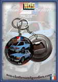 Badge / magnet / porte clé décapsuleur  AMC PACER LT 1980 bleue av/ar