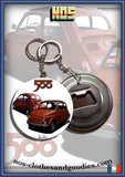 Badge / Magnet / porte clé décapsuleur Fiat 500 corail avant/ arrière