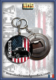 badge/magnet/porte clé décapsuleur hot rod grunge black
