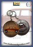 badge / magnet /porte clé décapsuleur Peugeot 104 marron profil