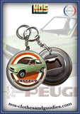 badge / magnet /porte clé décapsuleur Peugeot 104 verte