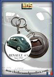 Badge / magnet / bottle opener key ring Renault 4cv green rear