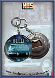 Badge/magnet/bottle opener key ring Blue ice