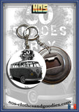 Badge / Magnet / bottle opener key ring VW T1 50 shades of gray 