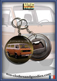 Badge/magnet/porte clé décapsuleur VW combi T3 orange mandala